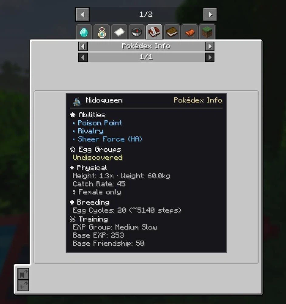 Скриншот Cobblemon Info for REI / JEI / EMI