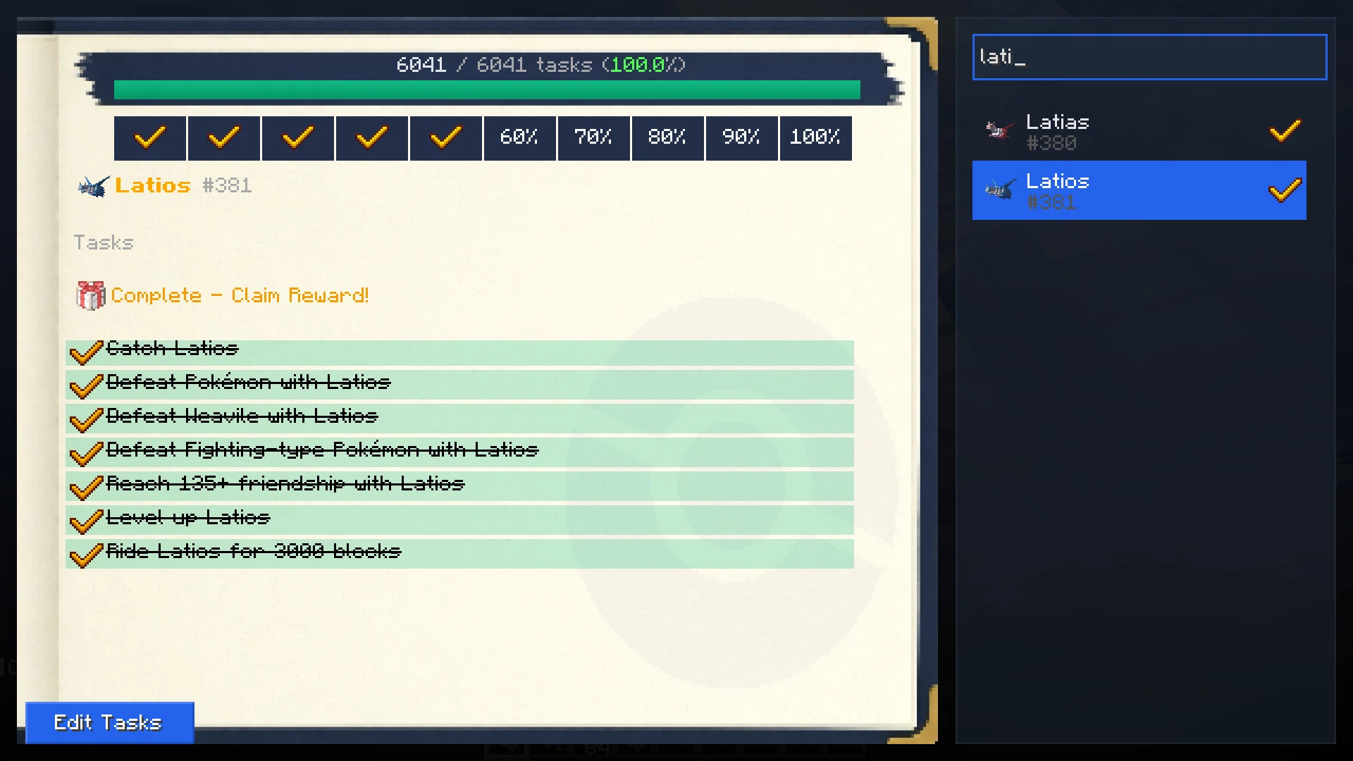 Скриншот Cobblemon: Research Tasks