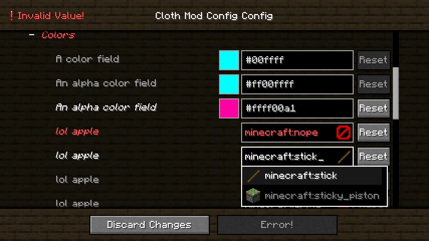 Скриншот Cloth Config API