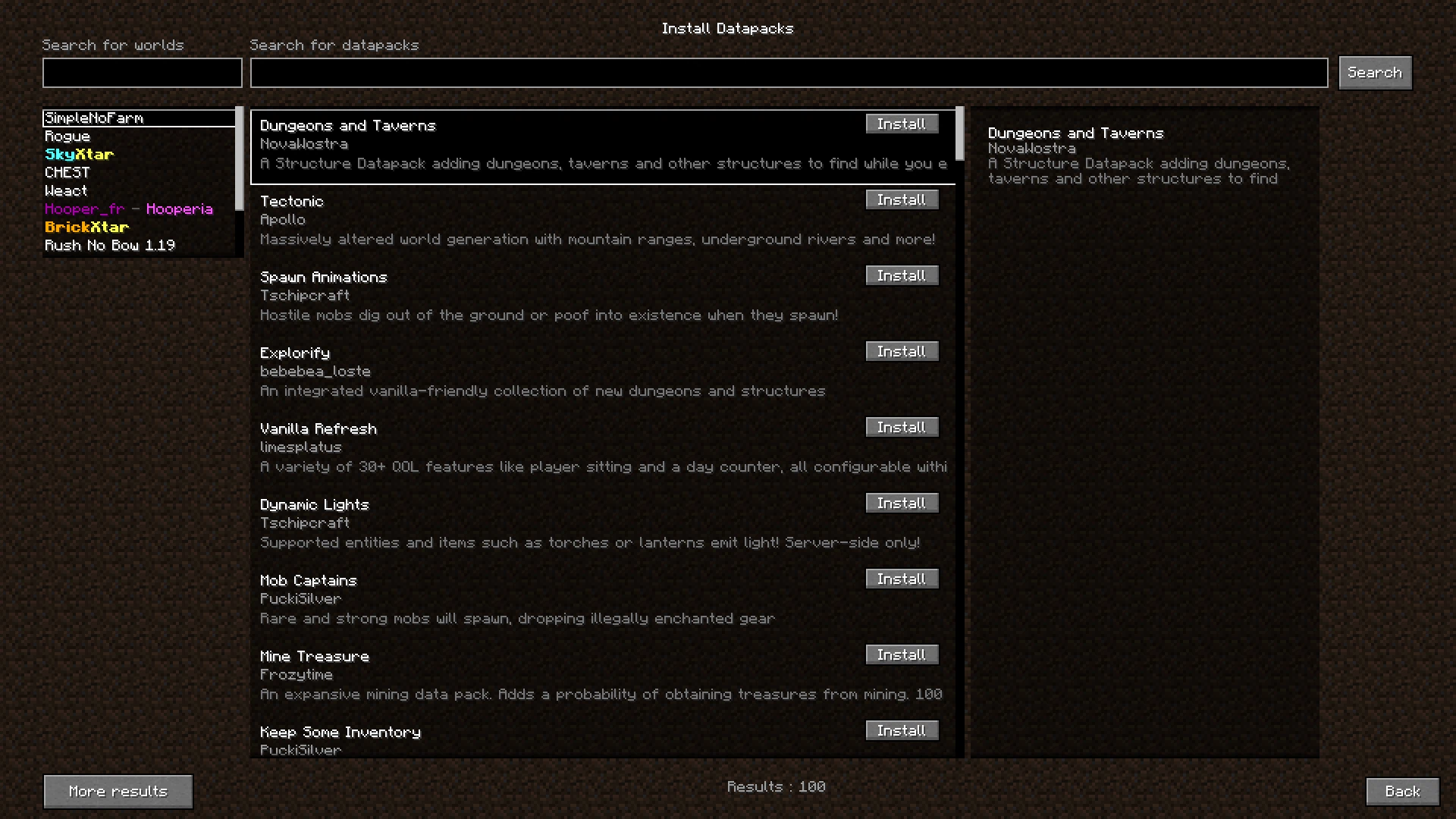 Скриншот Datapack Downloader (fork)