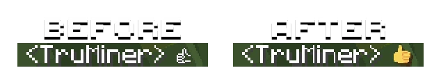 Shows the difference between Minecraft and Twemoji Visibility emojis in the Minecraft chat GUI.