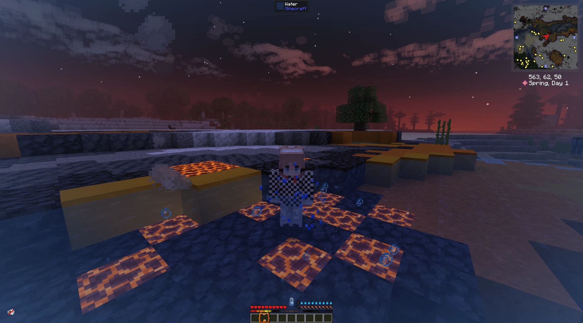 Another picture of me keeping warm in some hot springs in front of a scenic nighttime setting. Very nice.