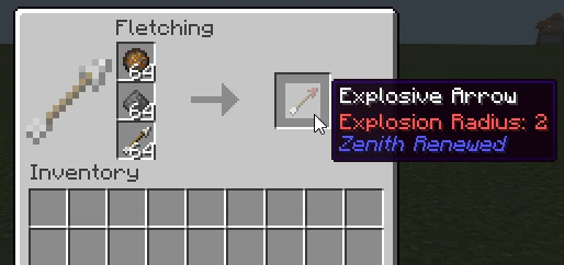 The new UI for the Fletching Table, as well of a new arrow type