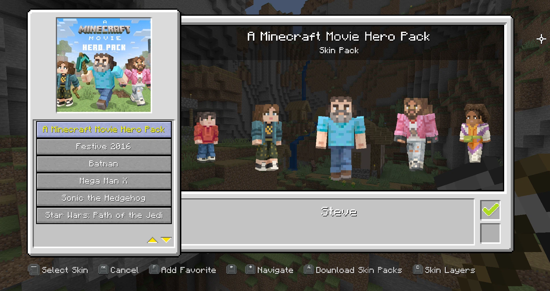 All 5 skins as seen in Legacy Skins' skin menu.