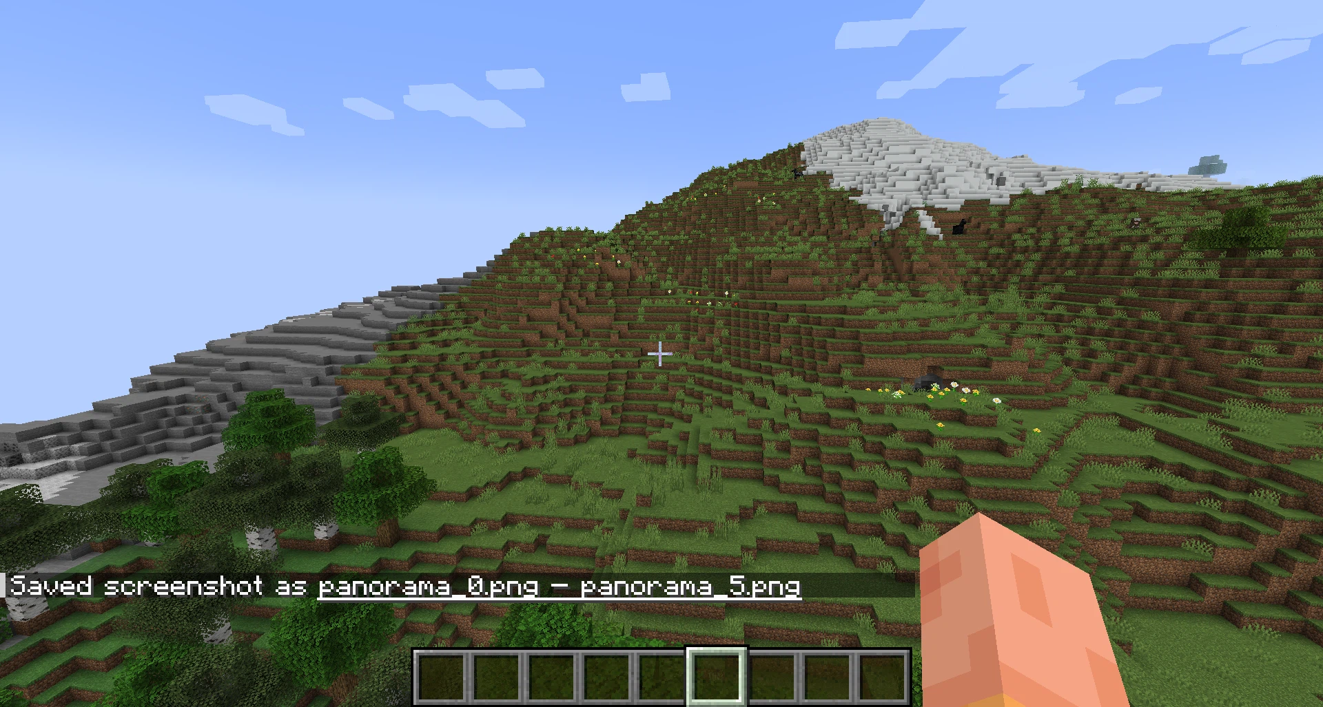 in-game screenshot including the chat message which gets send after a panorama screenshot got taken