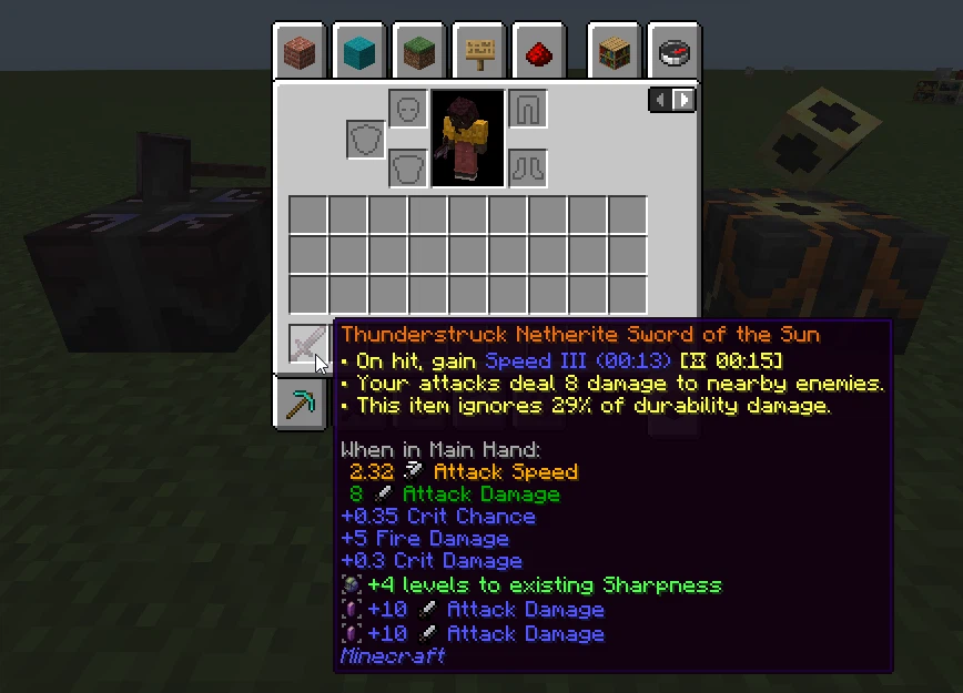 Mythic rarity netherite sword with affixes
