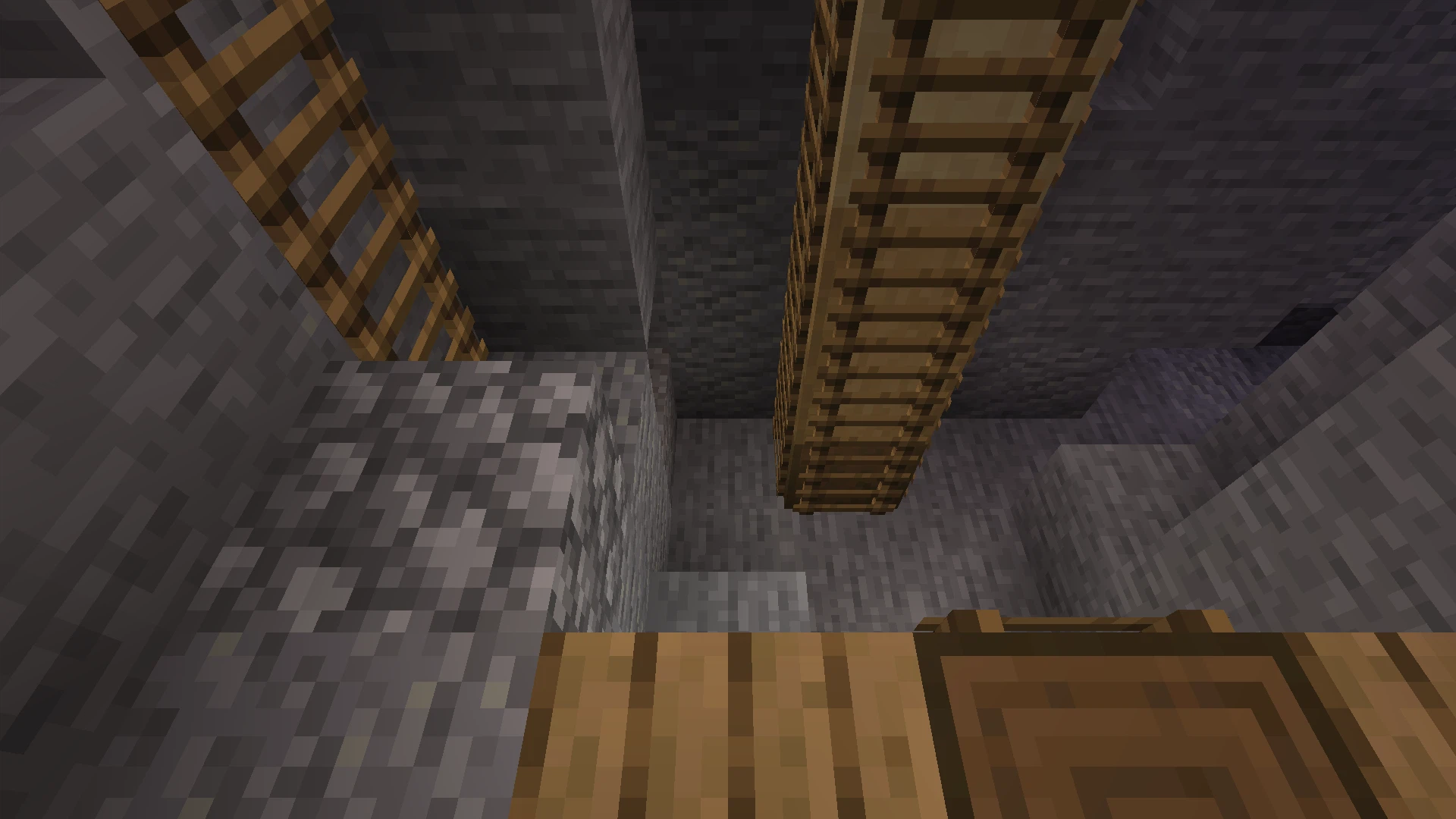 Showcase of Blocky Ladder at the bottom of a pit with ladders leading upward