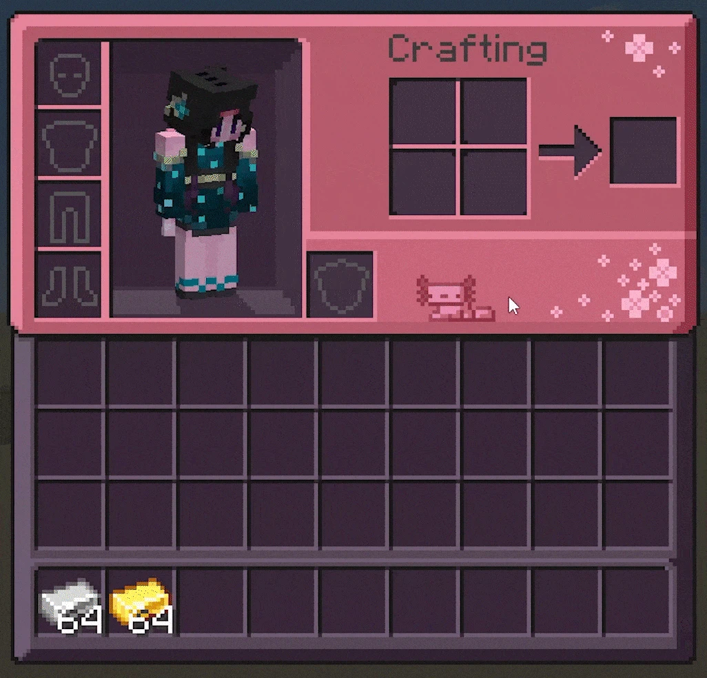 KonciPET UI preview, with an animated axolotl