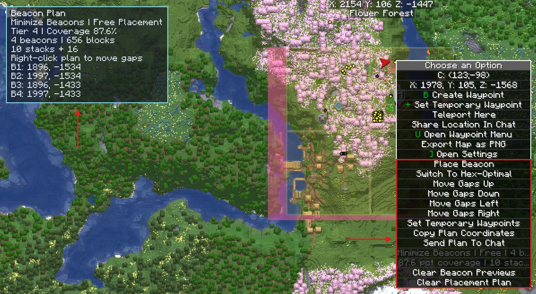 Скриншот Xaero's Optimal Beacons Add-On